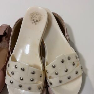 Vince Camuto White Studded Slide Sandals for Women